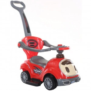 Masinuta copii si bebe NOVOKIDS™ BabyCar, Cu melodii si lumini, Maner de impins pentru parinti detasabil, Functie trotineta fara pedale, Pentru interior si exterior, Rosu