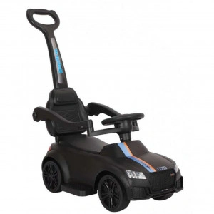 Masinuta copii si bebe NOVOKIDS™ Victory Car, Cu melodii si lumini, Maner de impins pentru parinti detasabil, Functie trotineta fara pedale, Pentru interior si exterior, Negru