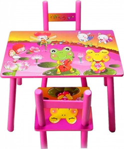 Masuta-copii-din-MDF-cu-doua-scaune-Novokids-My-first-table-dimensiuni-59X39X40-suprafata-lucioasa-Roz