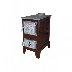 Mini soba de gatit Samotata cu Lemne si Combustibil Solid Harlem® Kurba , Dimensiuni 300X450X610 mm , Evacuare 130 mm, Tabla Emailata, MARON