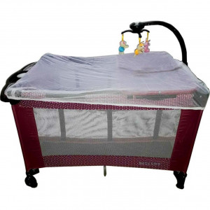 Patut-Pliant-Tarc-copii-Baby-Care-NEST-Pliabil-pe-2-Niveluri-cu-muzica-si-Masa-infasat-Jucarie-Carusel-cu-jucarii-din-plus-geanta-transport-inclusa-Fucsia-cu-buline
