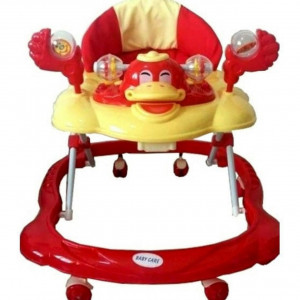 Premergator Reglabil in 3 Trepte Baby Care™ Ratusca, Pliabil, 8 Roti, Cu Melodii, Rosu