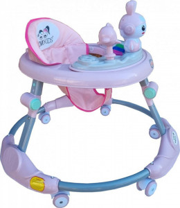 Premergator-reglabil-in-6-trepte-de-inaltime-NOVOKIDS-Happy-Bunny-Cu-melodii-si-lumini-Pliabil-Max-20-kg-Roti-silentioase-Model-Iepuras-Roz_1
