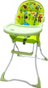 Scaun-de-masa-copii-si-bebe-Baby-Care-CH-pliabil-centura-de-siguranta-sezut-comfortabil-masuta-detasabila-model-Prietenii-din-Padure-Verde