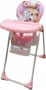 Scaun-de-masa-pentru-copii-si-bebe-Baby-Care-CC-reglabil-in-3-trepte-Pliabil-Centura-de-siguranta-Sezut-comfortabil-Masuta-detasabila-Pozitie-somn-Cosulet-de-depozitare-Model-Animalute-Roz_2