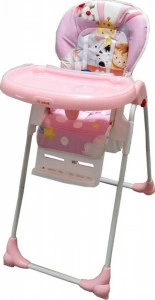 Scaun-de-masa-pentru-copii-si-bebe-Baby-Care-CC-reglabil-in-3-trepte-Pliabil-Centura-de-siguranta-Sezut-comfortabil-Masuta-detasabila-Pozitie-somn-Cosulet-de-depozitare-Model-Animalute-Roz_2