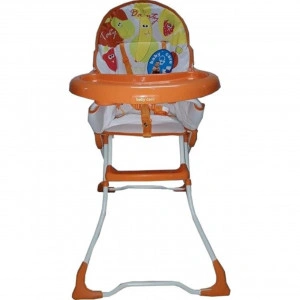 Scaun de masa pentru copii si bebe Baby Care™ ,pliabil, centura de siguranta, sezut comfortabil, masuta detasabila, Portocaliu