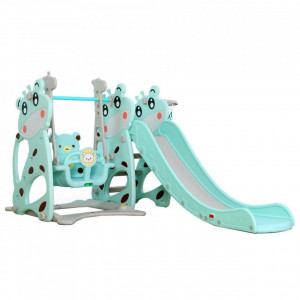 Tobogan-3-in-1-Pentru-Copii-NOVOKIDS-Giraffe-Playground-Cu-Leagan-Pentru-Interior-si-Exterior-187-centimetri-panta-alunecare-Max-40-Kg-Cos-de-baschet-inclus-Albastru_2