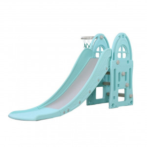 Tobogan-Pentru-Copii-NOVOKIDS-Happy-Mega-Slide-Pentru-Interior-si-Exterior-187-centimetri-panta-alunecare-Maxim-50-Kg-Cos-de-baschet-inclus-Albastru