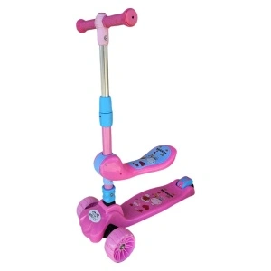 Trotineta 2 in 1 pentru copii cu roti luminoase din silicon NOVOKIDS™ Mini Scooter 8010, Cu melodii , 3 roti, Pliabila, Maner reglabil pe inaltime, Maxim 50 kg, Functie trotineta fara pedale, Roz