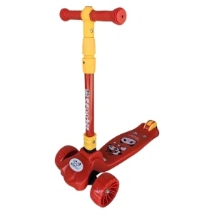Trotineta copii cu roti luminoase din silicon NOVOKIDS™ Mini Scooter 8020, Cu melodii si lumini, 3 roti, Pliabila, Maner reglabil pe inaltime, Maxim 50 kg, Design modern, Rosu