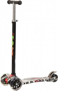 Trotineta copii cu roti luminoase NOVOKIDS Street Challenger, 3 roti, maner reglabil pe inaltime,maxim 40 kg, roti silicon,frana picior, design modern, Graffiti