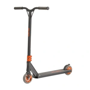 Trotineta Freestyle NOVOKIDS™ Rebel Stunter PRO, Maner 67 cm latime, Max 100 kg, Frana picior, Cadru si roti aluminiu, Diametru roata 120 mm, Negru