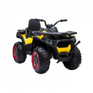 ATV Electric cu acumulator pentru copii NOVOKIDS™ Desert Rider , Cu faruri luminoase, Roti din Cauciuc EVA, 3-12 ani , max 50 kg , 2 Baterii de 12V, Mp3/USB, 2 Viteze, Lungime 111 cm, Model Offroad, Galben cu Negru
