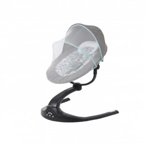 Balansoar Pentru Bebelusi cu conectare la priza si telecomanda NOVOKIDS ™ Meyra Swing , Cu plasa insecte, Multifunctional, Pliabil, 5 viteze de leganare, Timer , 12 Melodii, Leagan electric, Rotatie 360 grade , Gri cu Turquoise