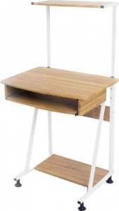 Birou pentru copii Novokids™ Shelf Computer desk, Cadru metalic, Cu raft depozitare si tavita retractabila pentru tastatura, Dimensiuni 60x50x117 cm, Pentru laptop si Computer, Natur