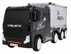 Camion Electric cu acumulator pentru copii NOVOKIDS™ Super Truck , Roti din Cauciuc EVA, Max 35 kg , Usi cu deschidere , Baterie12V, 2 Viteze, lungime 175 cm, 4 motoare , Negru