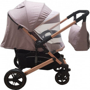 Carucior-nou-nascuti-2-in-1-BABY-CARE-PRO-512-Cu-geanta-bebe-inclusa-Suspensii-Cadru-aluminiu-Gold-Plasa-insecte-Gri