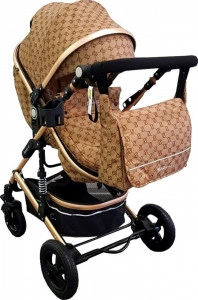 Carucior-nou-nascuti-2-in-1-Baby-Care-PRO-531-Cu-geanta-bebe-Cadru-Aluminiu-Gold-Amortizoare-Roti-din-cauciuc-plin-AVE-Spatar-reglabil-3-trepte-Plasa-insecte-Maron-cu-imprimeu-Bambucci_1