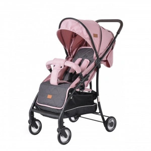 Carucior sport ultracompact pentru copii NOVOKIDS™ London PRO, Transformabil in troller, Spatar reglabil in 3 trepte, Pozitie somn, Roti transparente, Roz