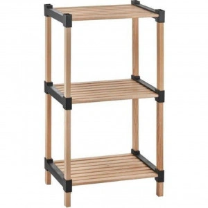 Etajera din lemn masiv cu 3 polite HouseXL™ B-Wooden Organizer, Pentru bucatarie, Baie, Living si Birou, Inaltime 73 cm, Raft, Design modern, Natur