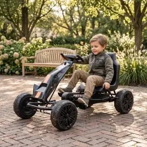Kart cu pedale pentru copii NOVOKIDS GoKart cu roti EVA si frana de culoare Negru