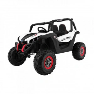Masinuta Electrica cu acumulator pentru copii NOVOKIDS™ Buggy UTV , 2 locuri, 3-12 ani , max 50 kg , 2 Baterii de 12V, Lungime 124 cm, Alb cu Negru