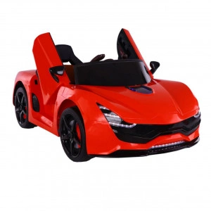 Masinuta Electrica cu acumulator pentru copii NOVOKIDS™ Magma Racer , Cu telecomanda, Melodii si lumini, 3-8 ani , Usi cu deschidere Butterfly , Baterie12V, 2 Viteze, lungime 114 cm, MP3, Rosu