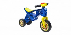 Motocicleta cu functie de trotineta fara pedale pentru copii NOVOKIDS™ EVO Balance Bike, Cu claxon, Maxim 30 Kg, 3 roti, Stabilitate mare, Albastru