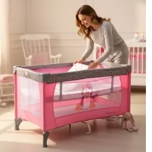 Patut-Pliabil-si-Tarc-copii-Baby-Care-PRO-FMG-120X60-cm-2-Niveluri-de-inaltime-Cu-geanta-transport-inclusa-Plasa-insecte-Roz-2