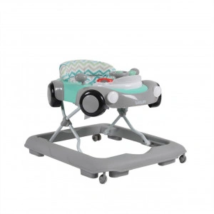 Premergator Reglabil in 3 Trepte NOVOKIDS™ Shelby Mini Car , Roti silentioase, Pliabil, 8 Roti, Cu Melodii si volan, Model Masinuta, Turquoise