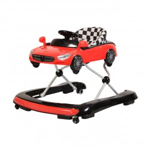 Premergator Reglabil in 3 Trepte NOVOKIDS™ Super Cabrio Car, 3 in 1, Transformabil in Antemergator si Masinuta copii, Pliabil, Cu Melodii si lumini, Volan, Rosu