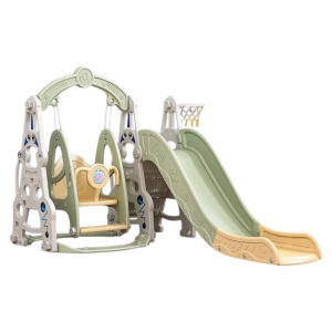 Tobogan 3 in 1 Pentru Copii NOVOKIDS™ Wonder Space Slide, Cu Leagan, Pentru Interior si Exterior, 187 centimetri panta alunecare, Maxim 25 Kg, Cos de baschet inclus, Multicolor - Img 3