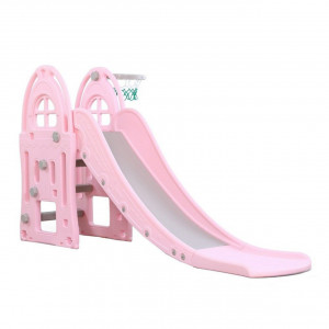 Tobogan-Pentru-Copii-NOVOKIDS-Happy-Mega-Slide-Pentru-Interior-si-Exterior-187-centimetri-panta-alunecare-Maxim-50-Kg-Cos-de-baschet-inclus-Roz_1