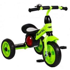 Tricicleta cu pedale NOVOKIDS™ Bonphire ,cu melodii si lumini, max 20 kg, roti din spuma cauciucata, cadru metalic, dimensiuni 68X45X47 cm, Verde