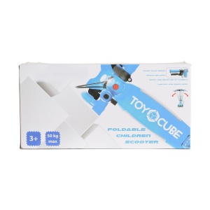 Trotineta copii cu roti luminoase din silicon NOVOKIDS™ Toy Cube, Cu melodii si lumini, 3 roti, Pliabila, Maner reglabil pe inaltime, Max 50 kg, Sistem frana Easy Break, Far luminos in fata, Design modern, Negru cu Portocaliu - Img 6