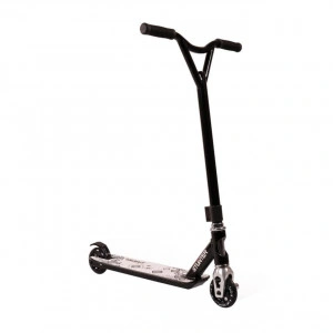 Trotineta profesionala Freestyle NOVOKIDS™ Stunter PRO, maxim 100 kg, Frana picior, Cadru si roti aluminiu, Diametru roata 100 mm, Alb cu Negru