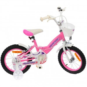 Bicicleta-pentru-copii-NOVOKIDS-Splend'Or-Boom-Edition-Cosulet-Roti-14-inch-Max-35-kg-Cadru-otel-Roti-ajutatoare-Ghidon-reglabil-Roz