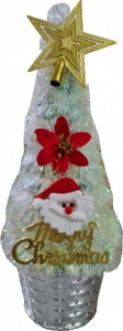 Brad artificial de Craciun NOVOKIDS™ Mini Christmas Tree, Pentru casa si birou, Cu decoratiuni si suport incluse, Coroana bogata, Inaltime 35 cm, Pom de Craciun, Ecologic, Alb