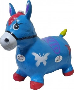 Calut de sarit gonflabil NOVOKIDS™ Jumping Donkey, Cu sunete si lumini, Dimensiuni 55X50X25 cm, Pentru interior si exterior, Max 50 kg, Albastru
