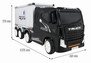 Camion-Electric-cu-acumulator-pentru-copii-NOVOKIDS-Super-Truck-Roti-din-Cauciuc-EVA-Max-35-kg-Usi-cu-deschidere-Baterie12V-2-Viteze-lungime-175-cm-4-motoare-Negru