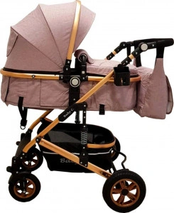 Carucior-nou-nascuti-3-in-1-Baby-Care-PRO-531-Cu-geanta-Bebe-inclusa-Cadru-Aluminiu-Gold-Amortizoare-Roti-din-cauciuc-plin-AVE-Landou-Scoica-auto-Spatar-reglabil-3-trepte-Plasa-insecte-Gri_1