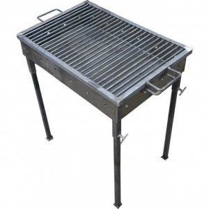 Gratar de gradina traditional HouseXL™ Premium Barbecue, Picioare din teava rectangulara cu surub, Realizat manual, Sarma grill 8mm, 30 X 40 CM, Natur