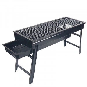 Gratar pliabil pentru camping si pescuit HouseXL™ Mini Barbecue, Din otel, Sarma grill cromata, 60 X 22 CM, Negru