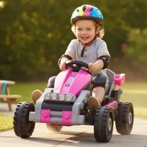 copil pe kart electric novokids transformx 24v roz masina electrica copii exterior
