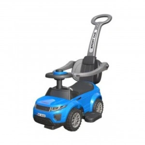 Masinuta copii si bebe Jolly Kids™ Sport Car, cu melodii, maner de impins pentru parinti, bara de protectie, design modern, Albastru