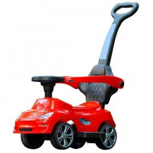 Masinuta copii si bebe NOVOKIDS™ Top Racer, Cu melodii si lumini, Maner de impins pentru parinti detasabil, Functie trotineta fara pedale, Pentru interior si exterior, Rosu