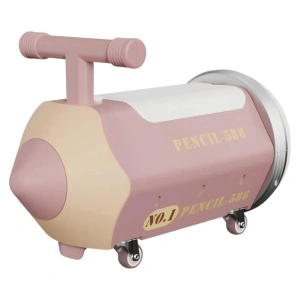 Masinuta cu Functie de Trotineta Fara Pedale Pentru Copii NOVOKIDS™ My First Pencil Car, Cu Melodii si lumini, Maxim 25 Kg, Roti cu rotire 360 grade, Sezut cu depozitare, Roz - Img 2