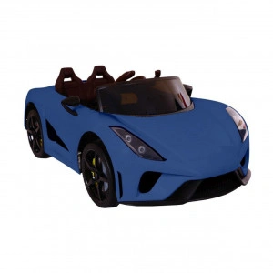 Masinuta Electrica cu acumulator pentru copii NOVOKIDS™ Famous Racer , Cu telecomanda, Melodii si lumini, 3-8 ani , Usi cu deschidere Butterfly , Baterie12V, 2 Viteze, lungime 114 cm, MP3, Albastru