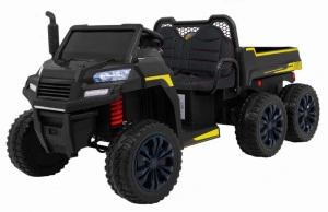 Masinuta Electrica cu acumulator pentru copii NOVOKIDS™ Farmer Beast Buggy, 6 roti, 2 locuri, Cu remorca si faruri luminoase, Roti din Cauciuc EVA, 3-12 ani, max 60 kg, 24V, Lungime 151 cm, Negru